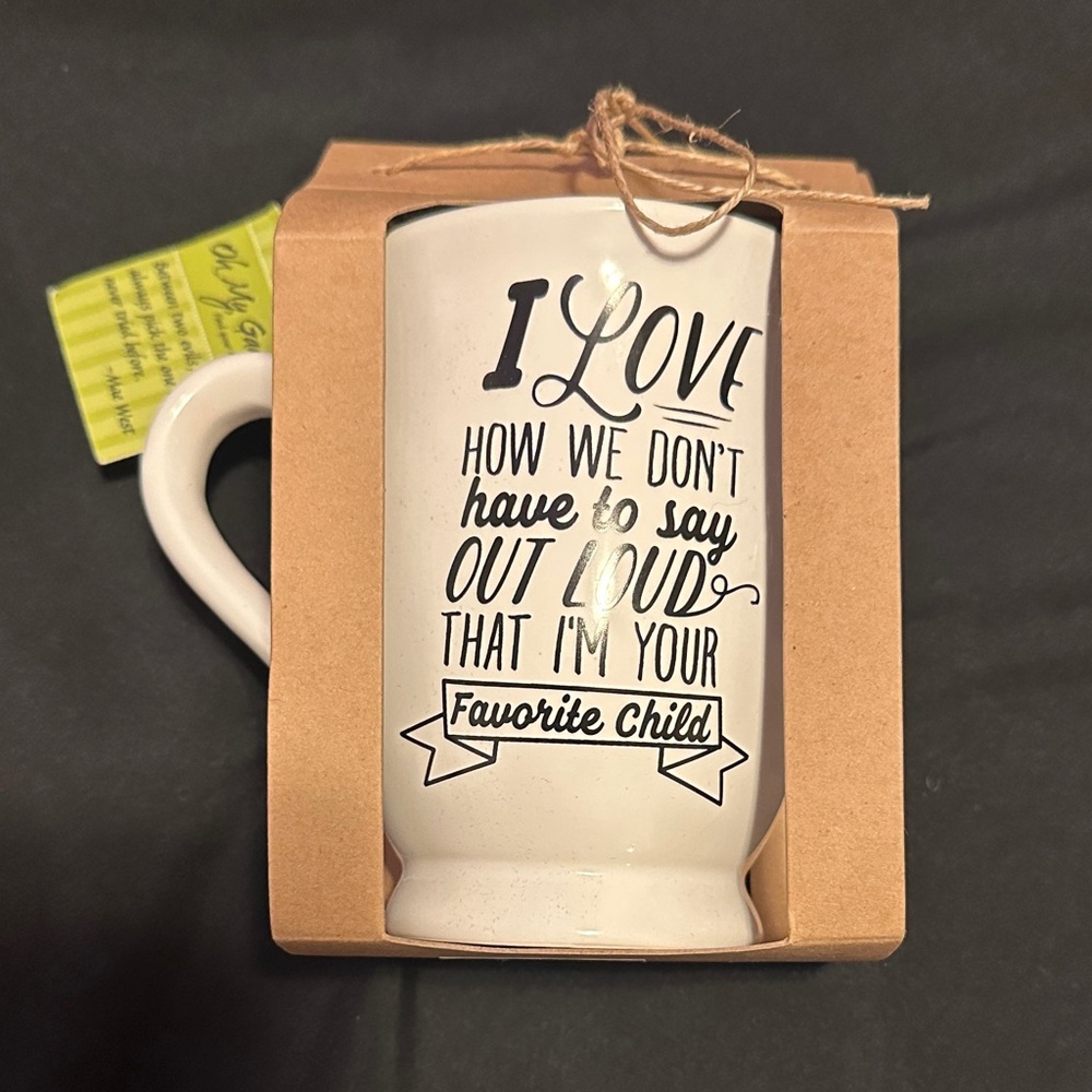 White Ceramic Mug with Black Text